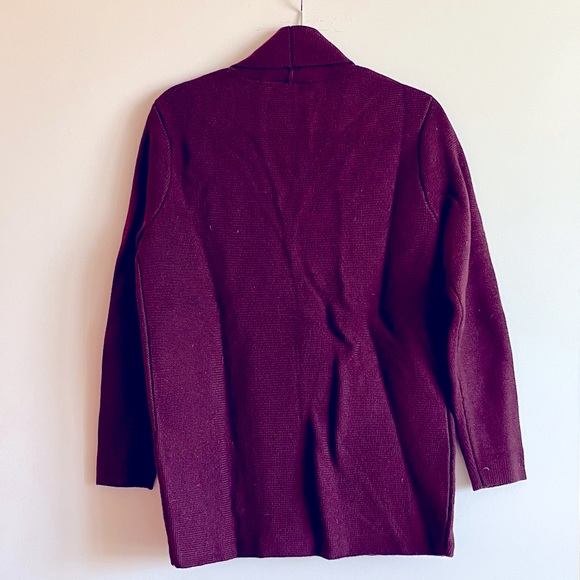 BNWOT CLUB MONACO 100% WOOL BURGUNDY LEATHER ZIP SWEATER - Picture 2 of 11